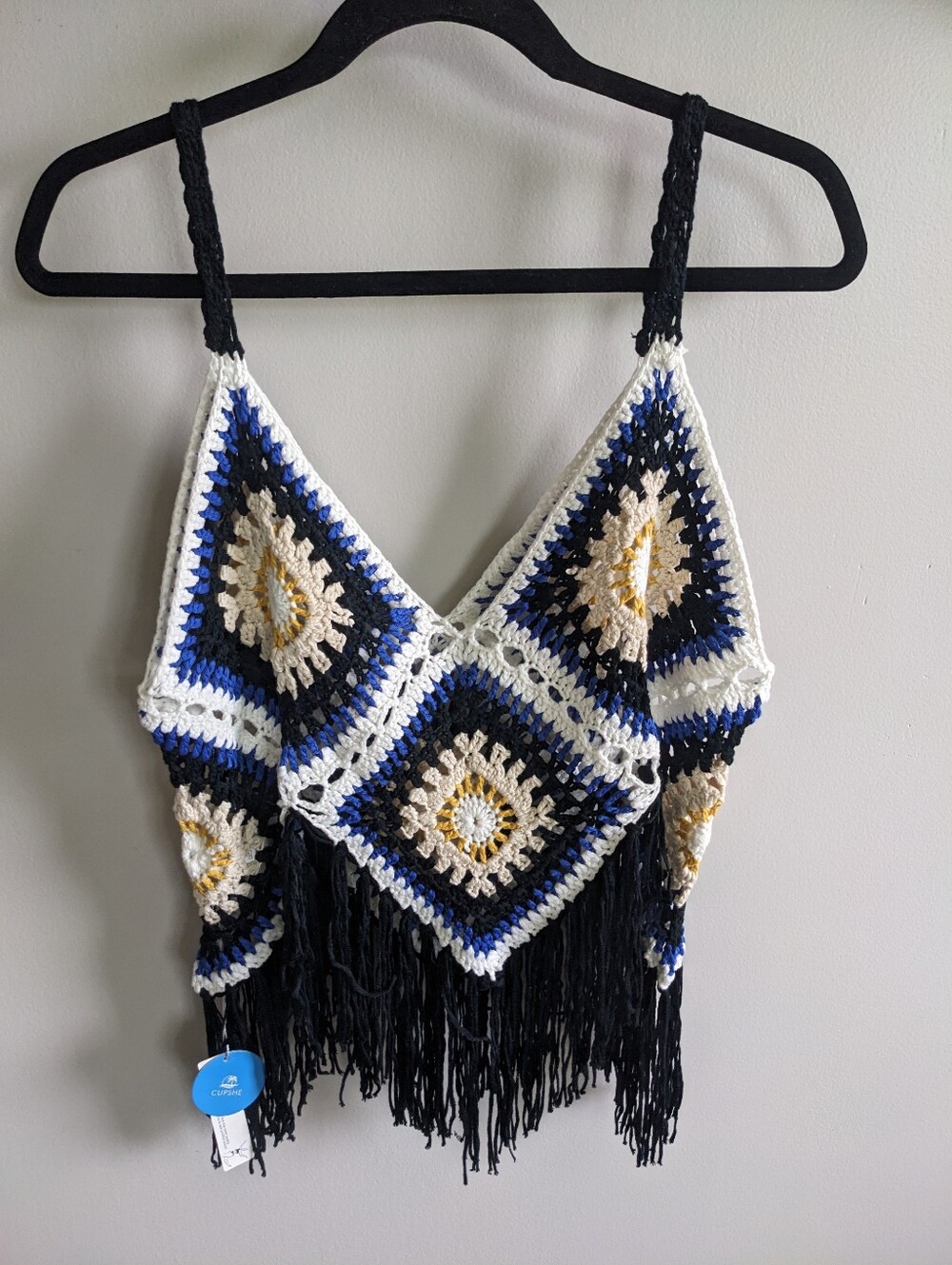 Boho Crochet Fringe Beachy Cupshe Crop Top NWT multicolor Size Medium
